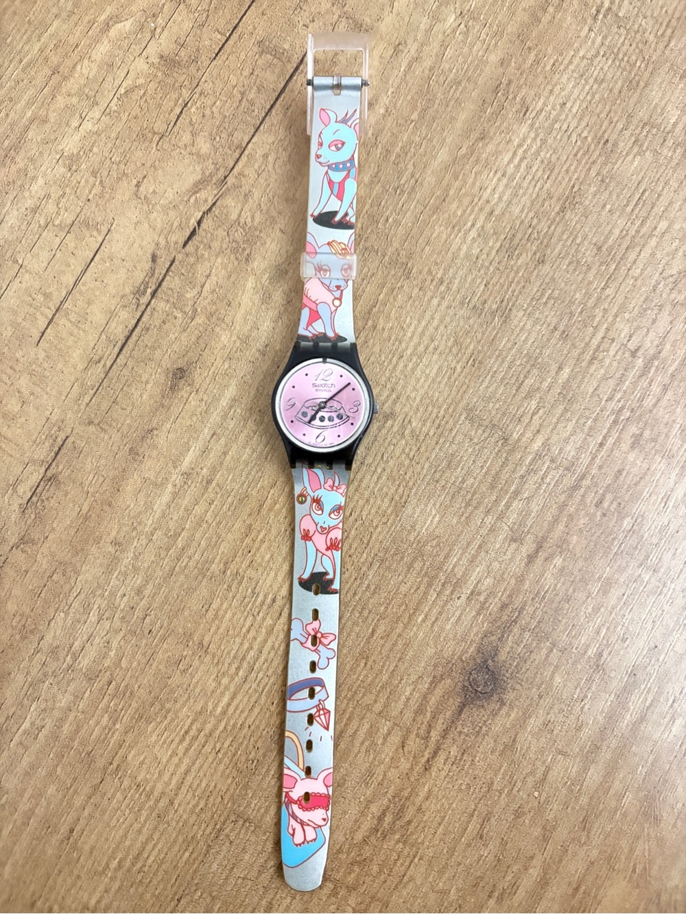 Swatch Kids/Womens Blue & Pink Unicorn Band Watch - Picture 1 of 1